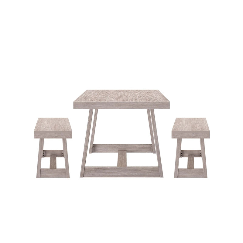 Ensemble table de salle à manger et bancs classiques Plank and Beam 72