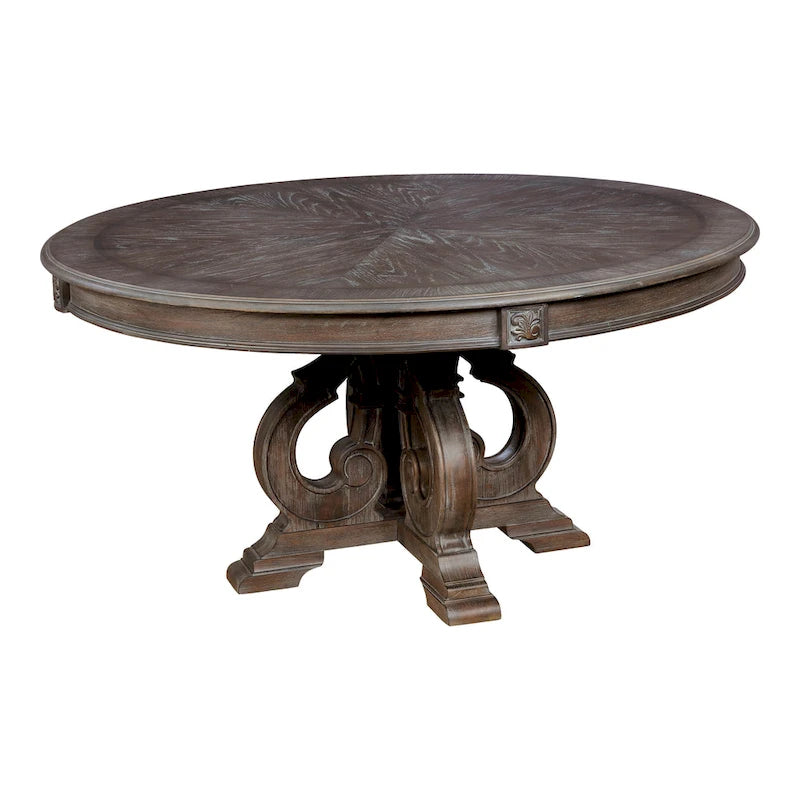 Ensemble de salle à manger rond sur pied traditionnel Cornerways en bois massif par The Gray Barn