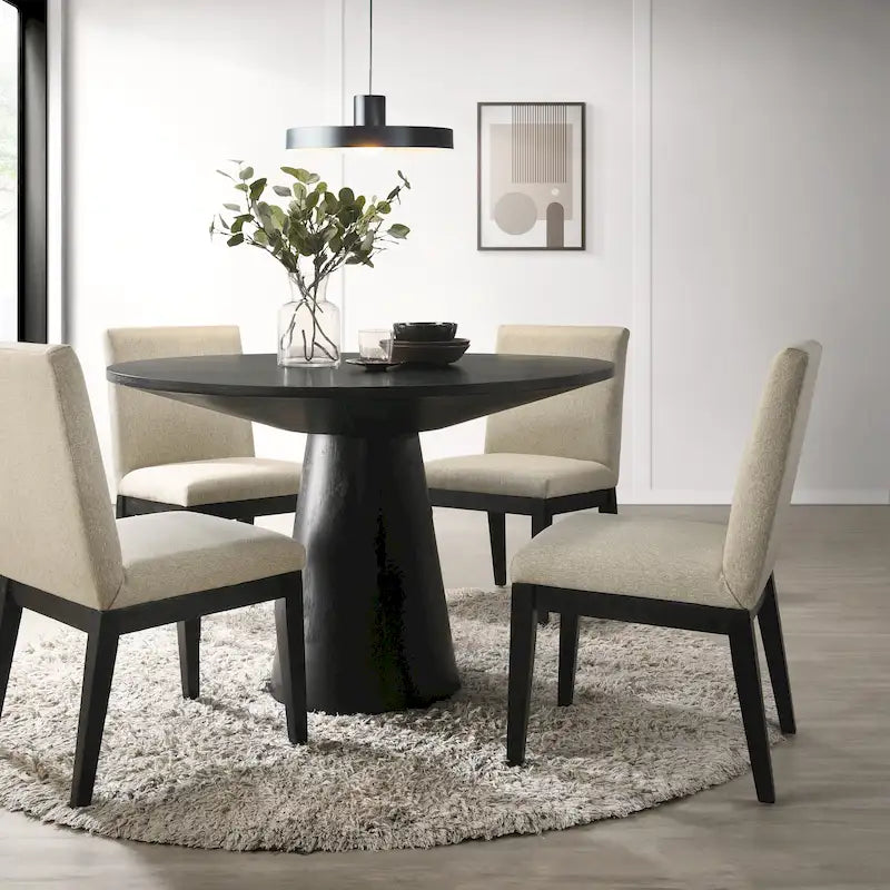Ensemble de salle à manger contemporain Rocco de Roundhill Furniture, table ronde à pied central avec 4 chaises