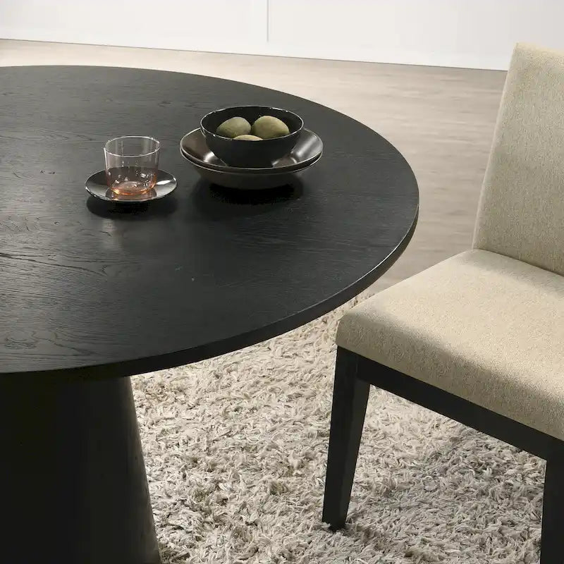 Ensemble de salle à manger contemporain Rocco de Roundhill Furniture, table ronde à pied central avec 4 chaises