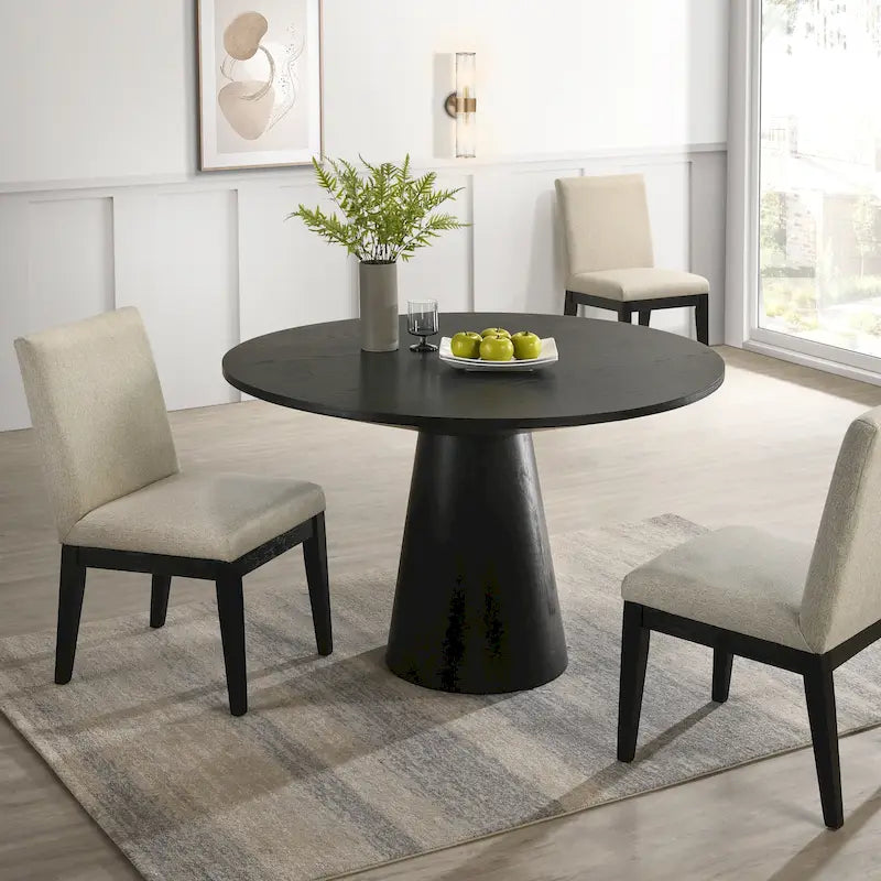 Ensemble de salle à manger contemporain Rocco de Roundhill Furniture, table ronde à pied central avec 4 chaises