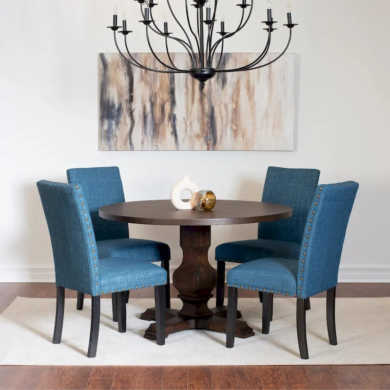 Ensemble de salle à manger 5 pièces Roundhill Furniture Kohland, table ronde à pied central avec 4 chaises élégantes