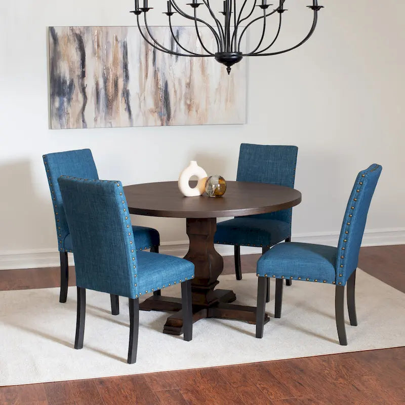 Ensemble de salle à manger 5 pièces Roundhill Furniture Kohland, table ronde à pied central avec 4 chaises élégantes