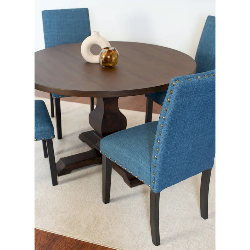 Ensemble de salle à manger 5 pièces Roundhill Furniture Kohland, table ronde à pied central avec 4 chaises élégantes