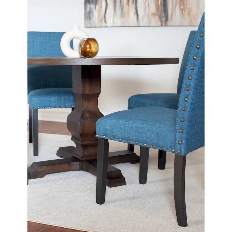 Ensemble de salle à manger 5 pièces Roundhill Furniture Kohland, table ronde à pied central avec 4 chaises élégantes