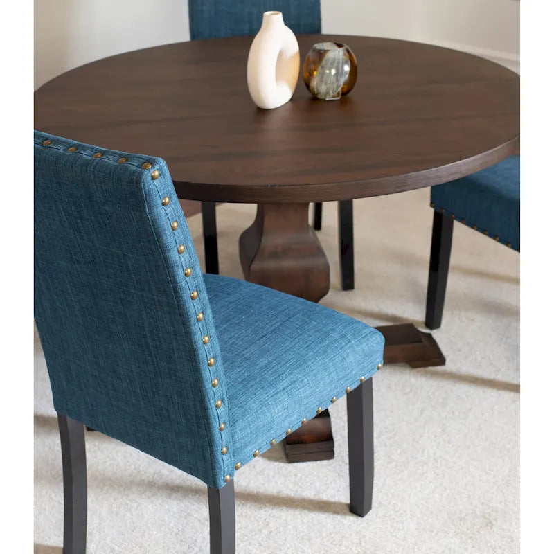 Ensemble de salle à manger 5 pièces Roundhill Furniture Kohland, table ronde à pied central avec 4 chaises élégantes