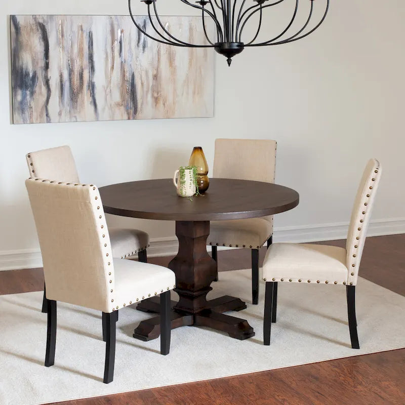Ensemble de salle à manger 5 pièces Roundhill Furniture Kohland, table ronde à pied central avec 4 chaises élégantes
