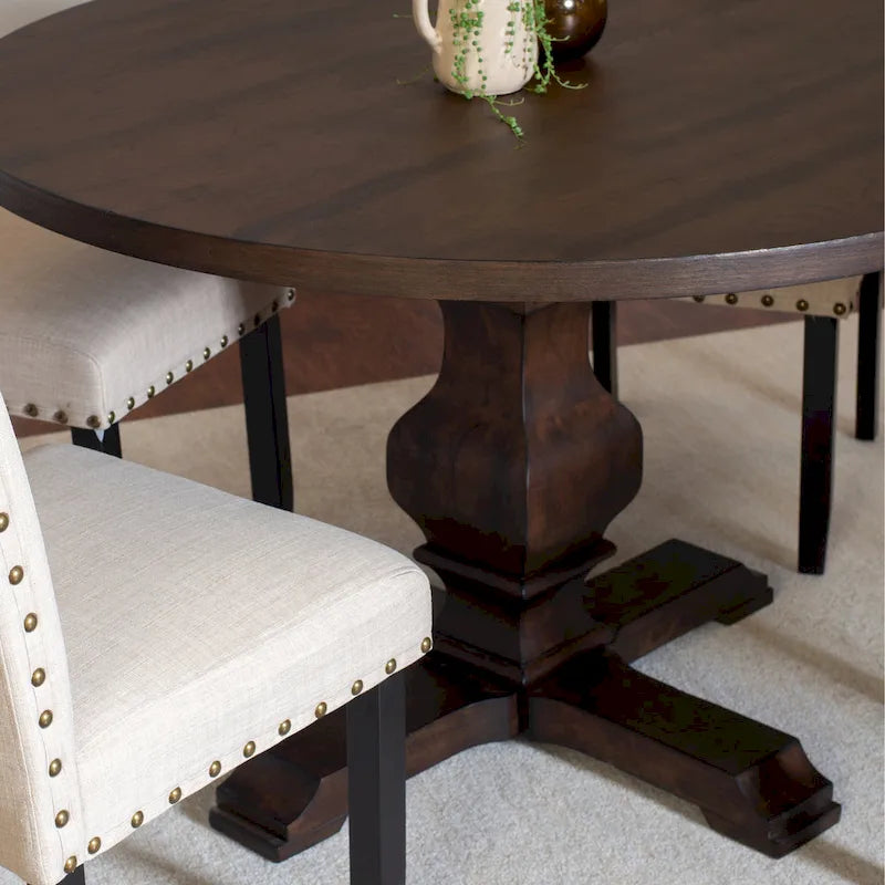 Ensemble de salle à manger 5 pièces Roundhill Furniture Kohland, table ronde à pied central avec 4 chaises élégantes