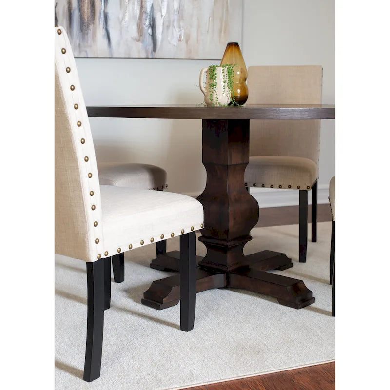 Ensemble de salle à manger 5 pièces Roundhill Furniture Kohland, table ronde à pied central avec 4 chaises élégantes