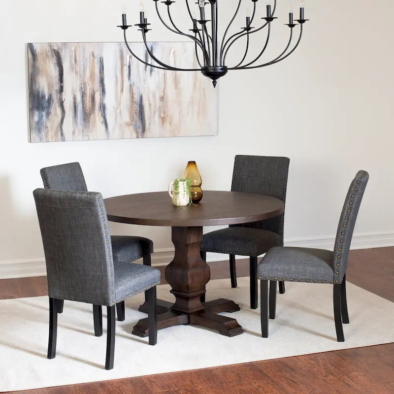 Ensemble de salle à manger 5 pièces Roundhill Furniture Kohland, table ronde à pied central avec 4 chaises élégantes