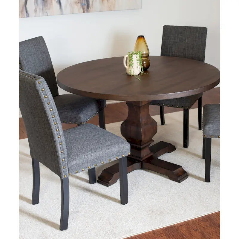 Ensemble de salle à manger 5 pièces Roundhill Furniture Kohland, table ronde à pied central avec 4 chaises élégantes