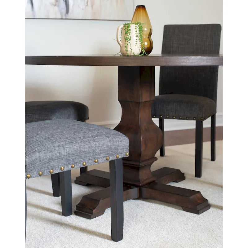 Ensemble de salle à manger 5 pièces Roundhill Furniture Kohland, table ronde à pied central avec 4 chaises élégantes
