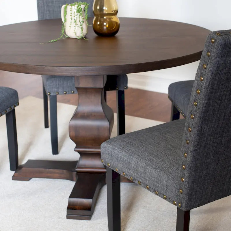 Ensemble de salle à manger 5 pièces Roundhill Furniture Kohland, table ronde à pied central avec 4 chaises élégantes