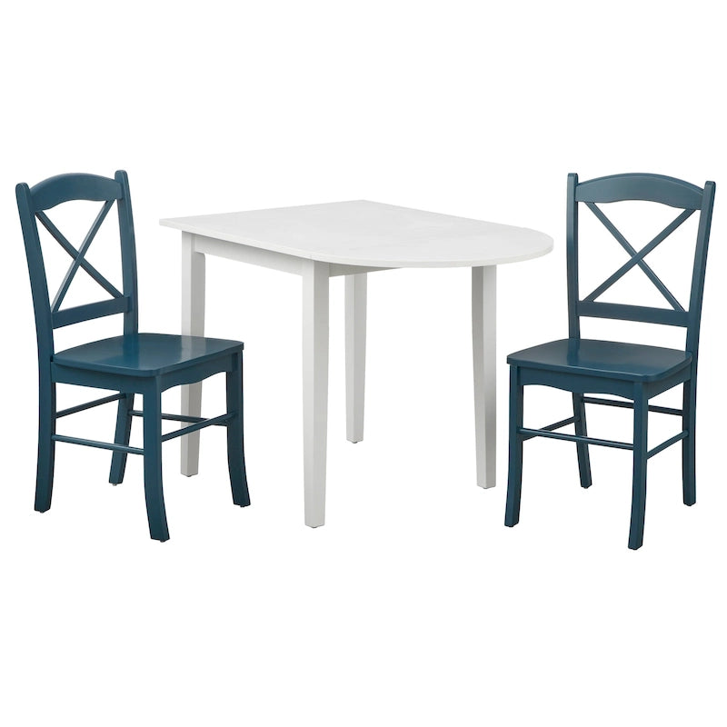 Ensemble de salle à manger 3 pièces avec table à rallonges style cottage rustique