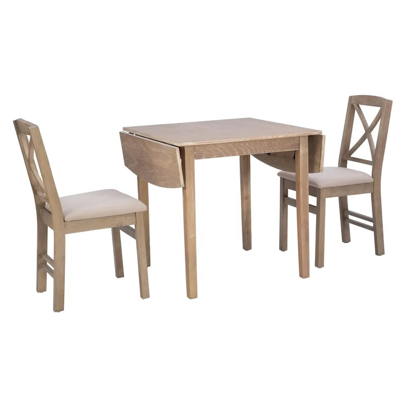 Ensemble de salle à manger Piedmonth Rustic 3 pièces avec table à rabats