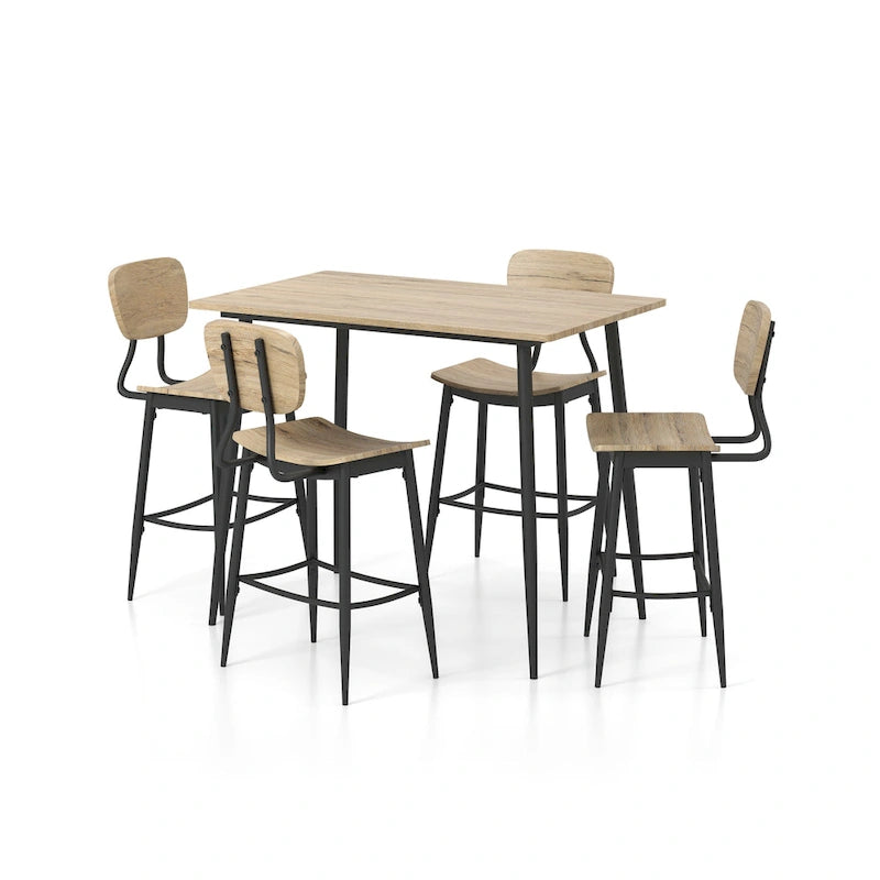 Ensemble de salle à manger 5 pièces en métal industriel Cairo de hauteur comptoir par Furniture of America