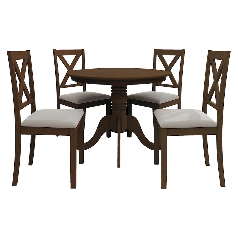 Ensemble de salle à manger en bois rustique 5 pièces CraftPorch