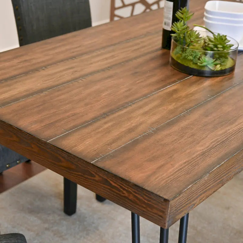 Ensemble de salle à manger Roundhill Furniture Amisos 6 pièces, table à manger à pieds épingle avec 4 chaises et banc rembourré