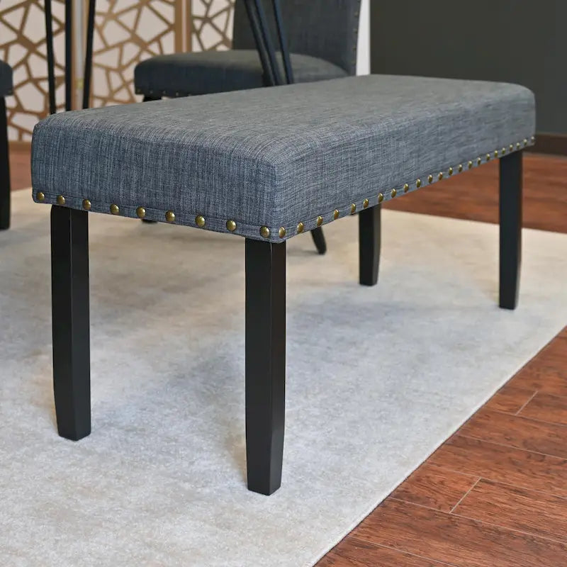Ensemble de salle à manger Roundhill Furniture Amisos 6 pièces, table à manger à pieds épingle avec 4 chaises et banc rembourré