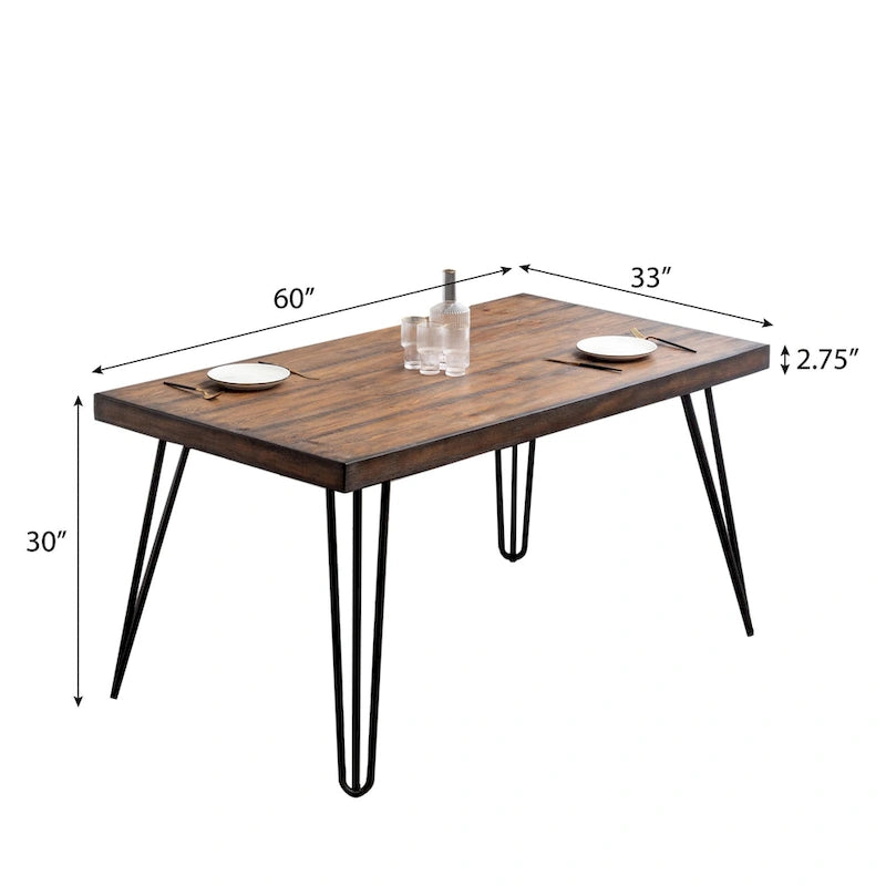 Ensemble de salle à manger Roundhill Furniture Amisos 6 pièces, table à manger à pieds épingle avec 4 chaises et banc rembourré