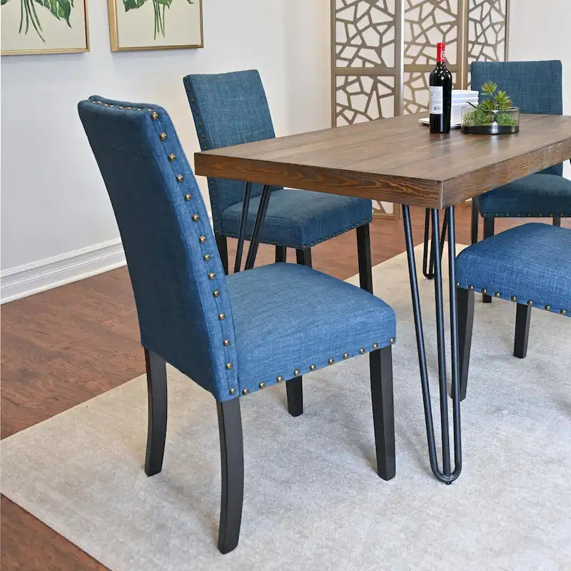 Ensemble de salle à manger Roundhill Furniture Amisos 6 pièces, table à manger à pieds épingle avec 4 chaises et banc rembourré