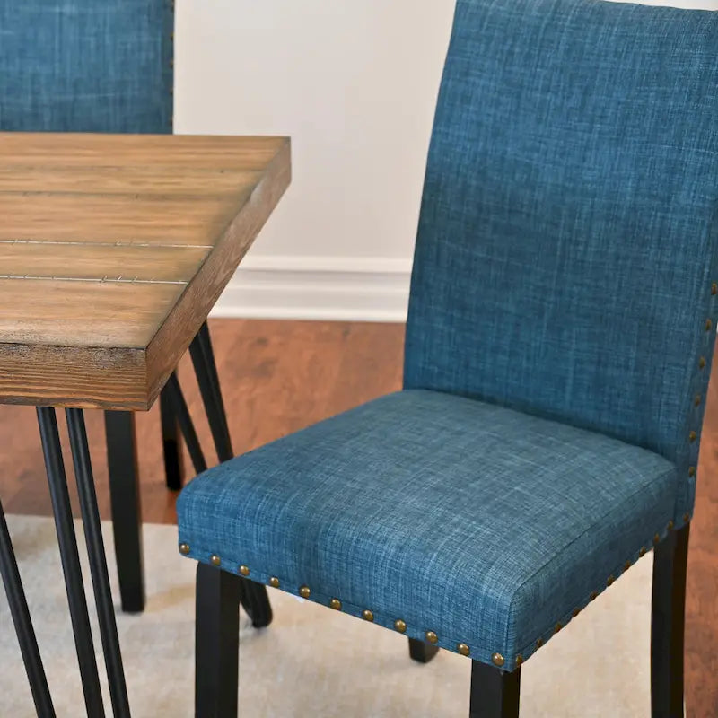 Ensemble de salle à manger Roundhill Furniture Amisos 6 pièces, table à manger à pieds épingle avec 4 chaises et banc rembourré