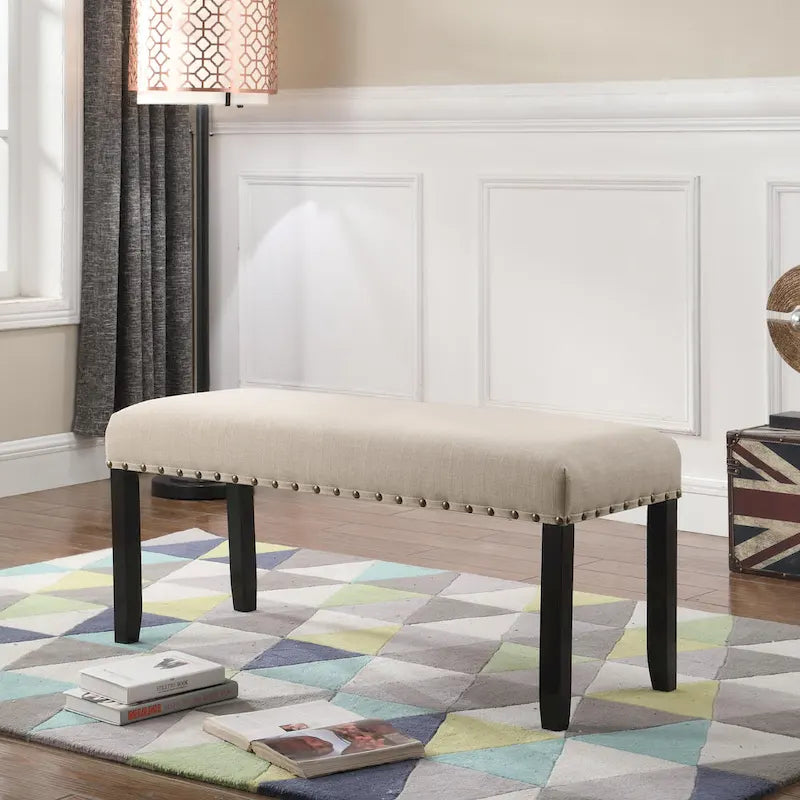 Ensemble de salle à manger Roundhill Furniture Amisos 6 pièces, table à manger à pieds épingle avec 4 chaises et banc rembourré