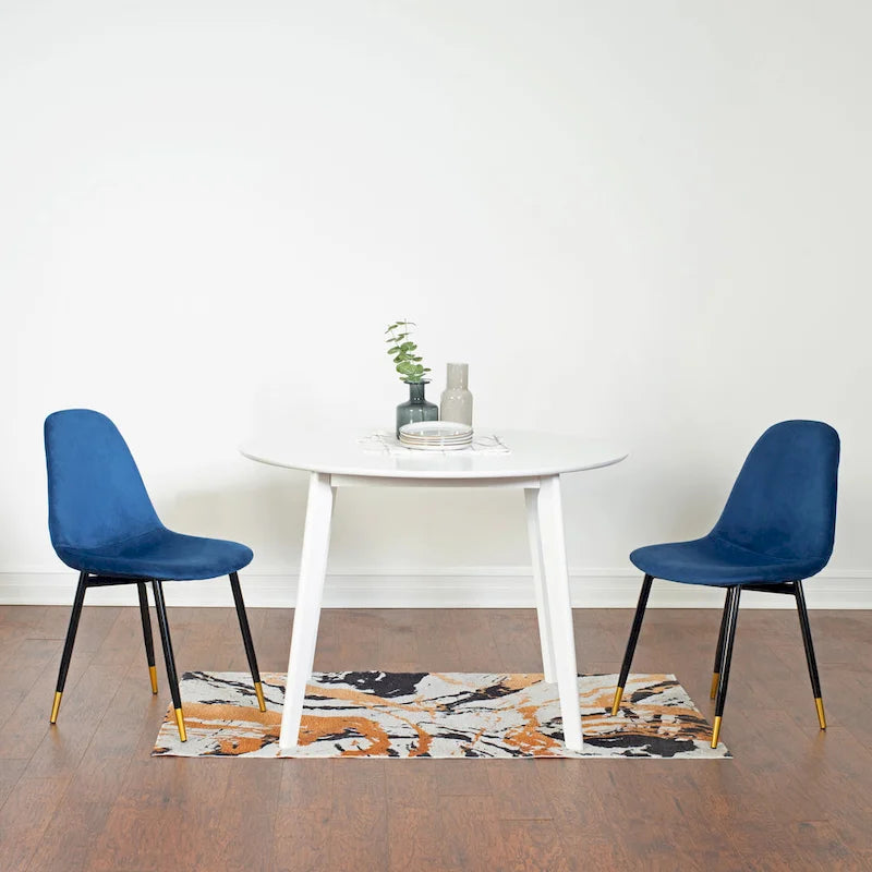 Ensemble de salle à manger contemporain 5 pièces Roundhill Furniture Lassan, table ronde blanche et 4 chaises