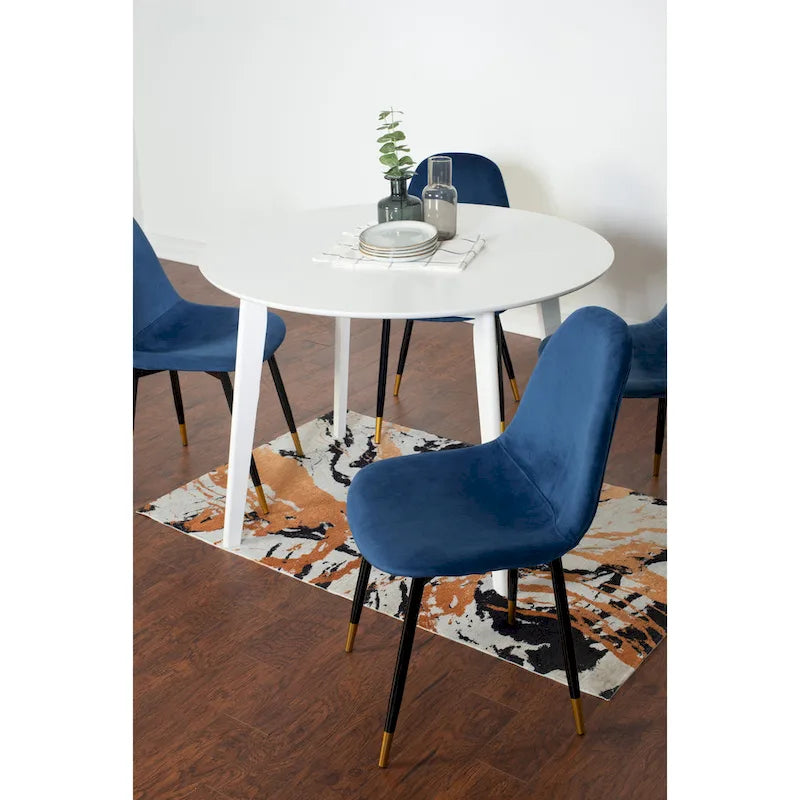 Ensemble de salle à manger contemporain 5 pièces Roundhill Furniture Lassan, table ronde blanche et 4 chaises