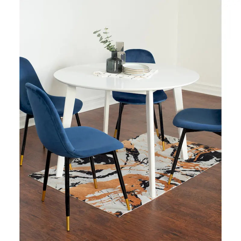 Ensemble de salle à manger contemporain 5 pièces Roundhill Furniture Lassan, table ronde blanche et 4 chaises