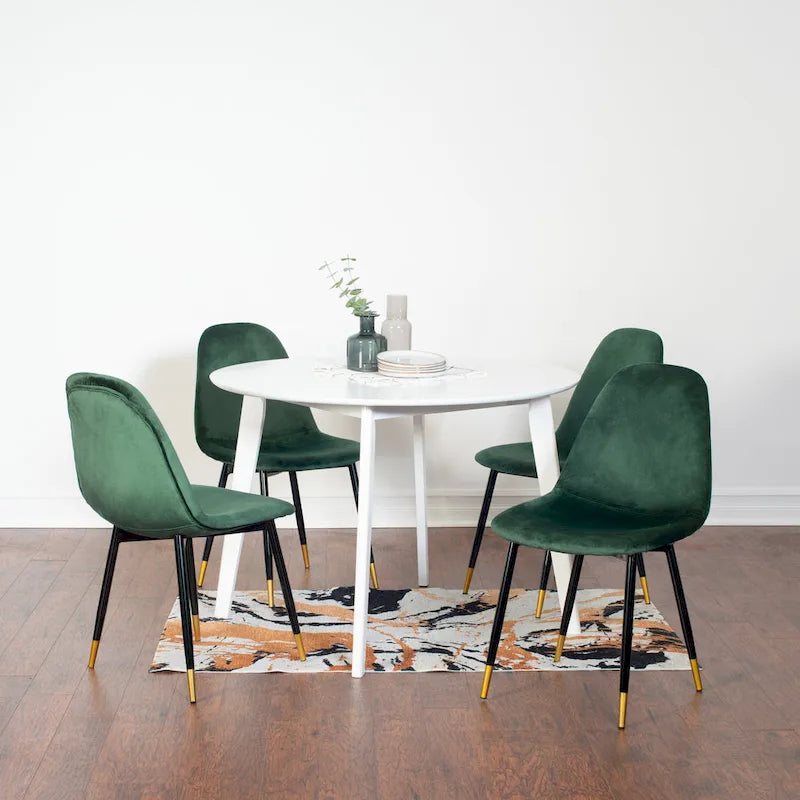 Ensemble de salle à manger contemporain 5 pièces Roundhill Furniture Lassan, table ronde blanche et 4 chaises