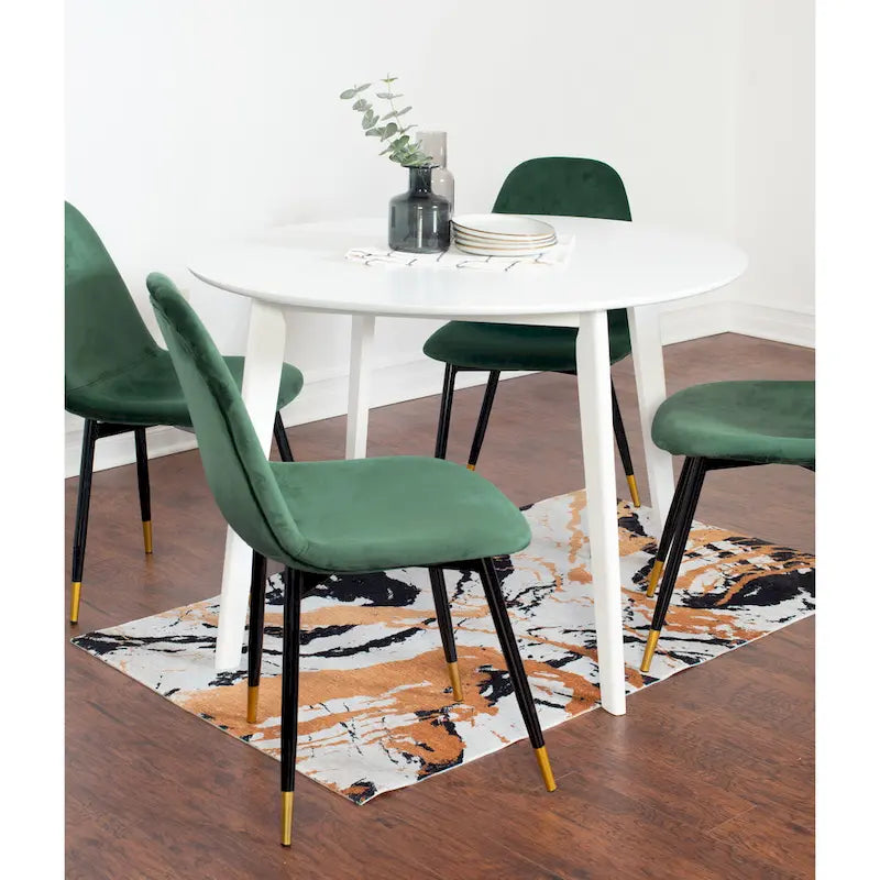 Ensemble de salle à manger contemporain 5 pièces Roundhill Furniture Lassan, table ronde blanche et 4 chaises