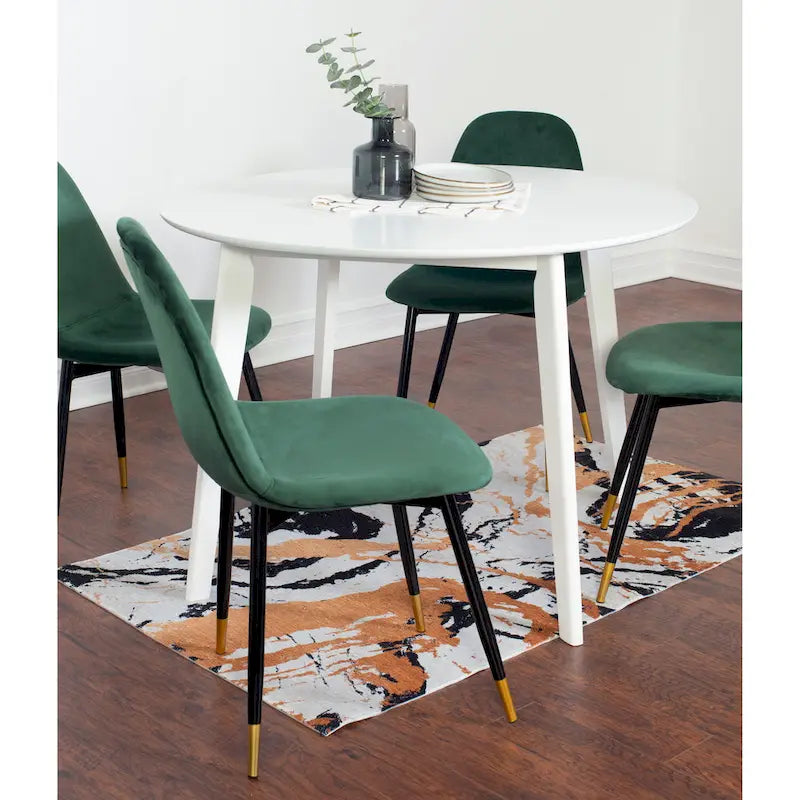 Ensemble de salle à manger contemporain 5 pièces Roundhill Furniture Lassan, table ronde blanche et 4 chaises