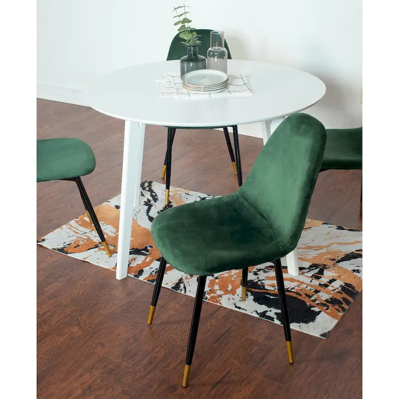 Ensemble de salle à manger contemporain 5 pièces Roundhill Furniture Lassan, table ronde blanche et 4 chaises