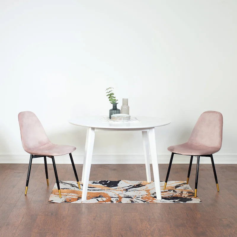 Ensemble de salle à manger contemporain 5 pièces Roundhill Furniture Lassan, table ronde blanche et 4 chaises