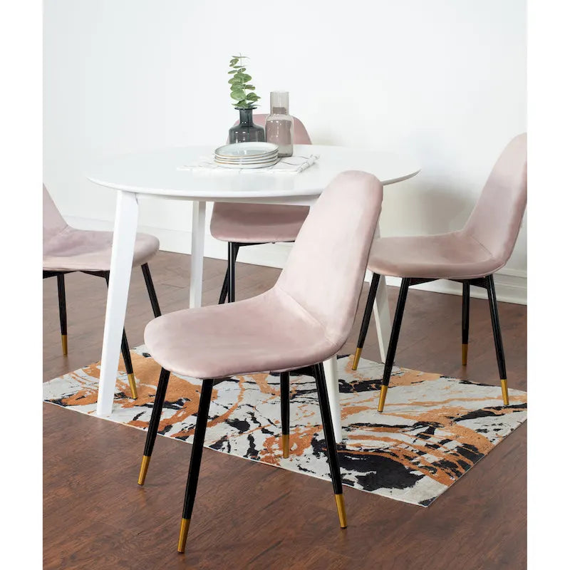 Ensemble de salle à manger contemporain 5 pièces Roundhill Furniture Lassan, table ronde blanche et 4 chaises