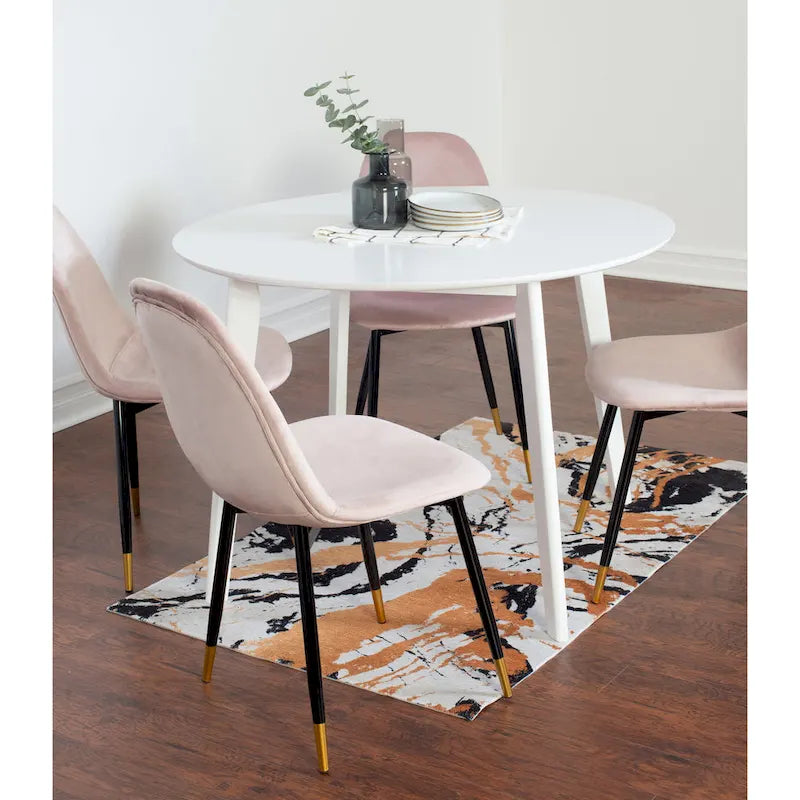 Ensemble de salle à manger contemporain 5 pièces Roundhill Furniture Lassan, table ronde blanche et 4 chaises