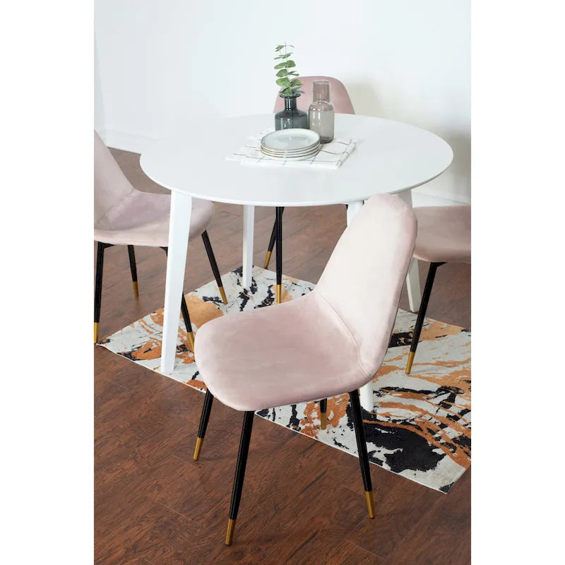 Ensemble de salle à manger contemporain 5 pièces Roundhill Furniture Lassan, table ronde blanche et 4 chaises