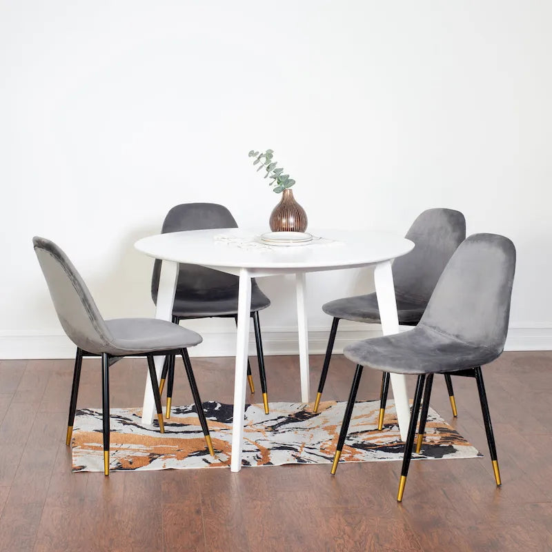 Ensemble de salle à manger contemporain 5 pièces Roundhill Furniture Lassan, table ronde blanche et 4 chaises