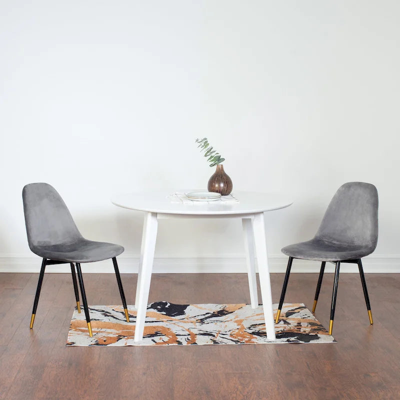 Ensemble de salle à manger contemporain 5 pièces Roundhill Furniture Lassan, table ronde blanche et 4 chaises