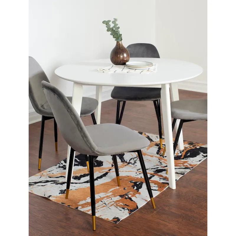 Ensemble de salle à manger contemporain 5 pièces Roundhill Furniture Lassan, table ronde blanche et 4 chaises