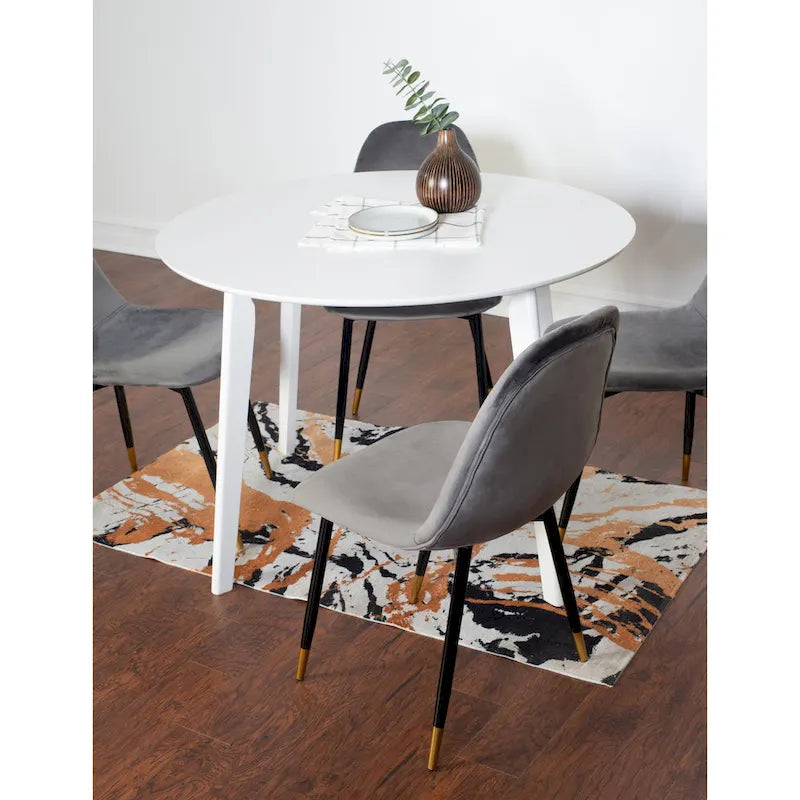Ensemble de salle à manger contemporain 5 pièces Roundhill Furniture Lassan, table ronde blanche et 4 chaises