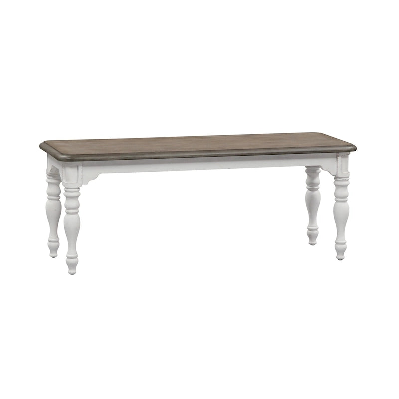 Ensemble table à piètement 6 pièces Magnolia Manor blanc antique écorce patinée