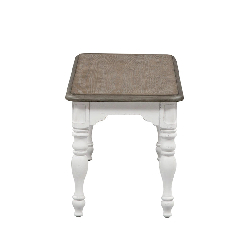 Ensemble table à piètement 6 pièces Magnolia Manor blanc antique écorce patinée