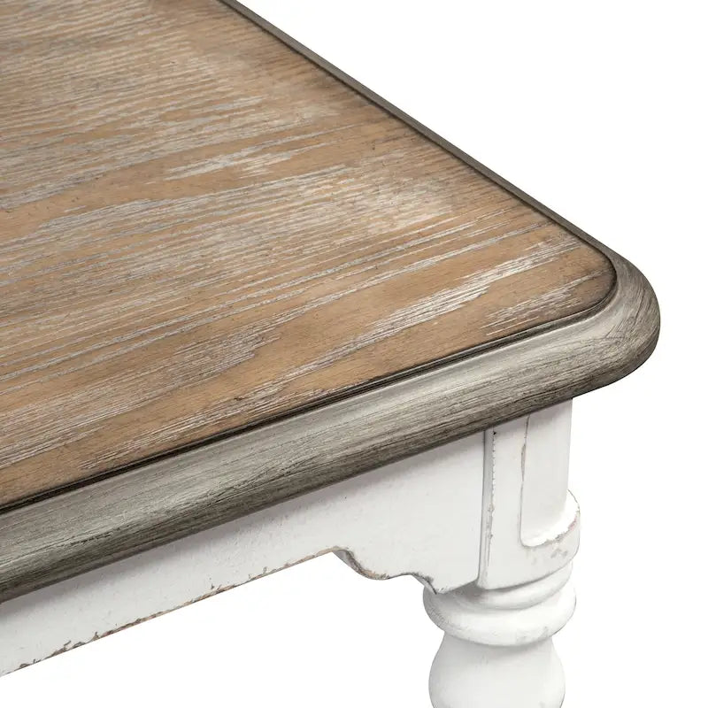 Ensemble table à piètement 6 pièces Magnolia Manor blanc antique écorce patinée
