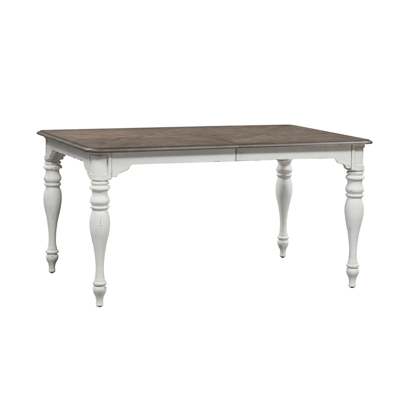 Ensemble table à piètement 6 pièces Magnolia Manor blanc antique écorce patinée