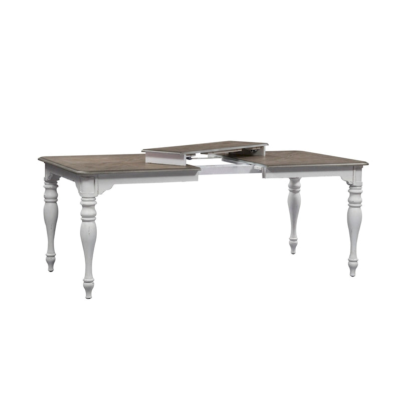 Ensemble table à piètement 6 pièces Magnolia Manor blanc antique écorce patinée