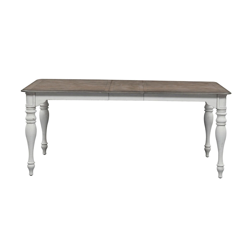 Ensemble table à piètement 6 pièces Magnolia Manor blanc antique écorce patinée