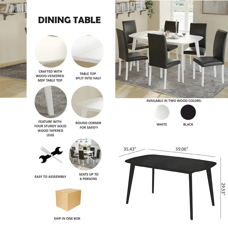 Ensemble de salle à manger moderne 7 pièces CraftPorch Classy