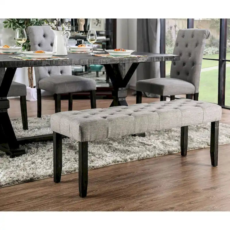 Ensemble de salle à manger Chalwa Rustique en bois rembourré 6 pièces avec table, 4 chaises et 1 banc par Copper Grove